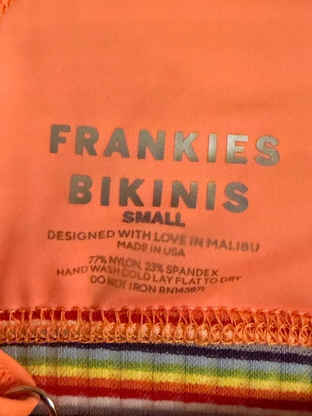 Frankie's Bikinis - 'Bay View' Multi-Stripe Scoop Top & High-Cut Thong - SM - Picture 6 of 7